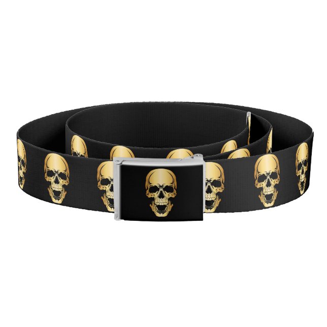 Trendy Edgy Gold Skull Pattern Belt (Coil)