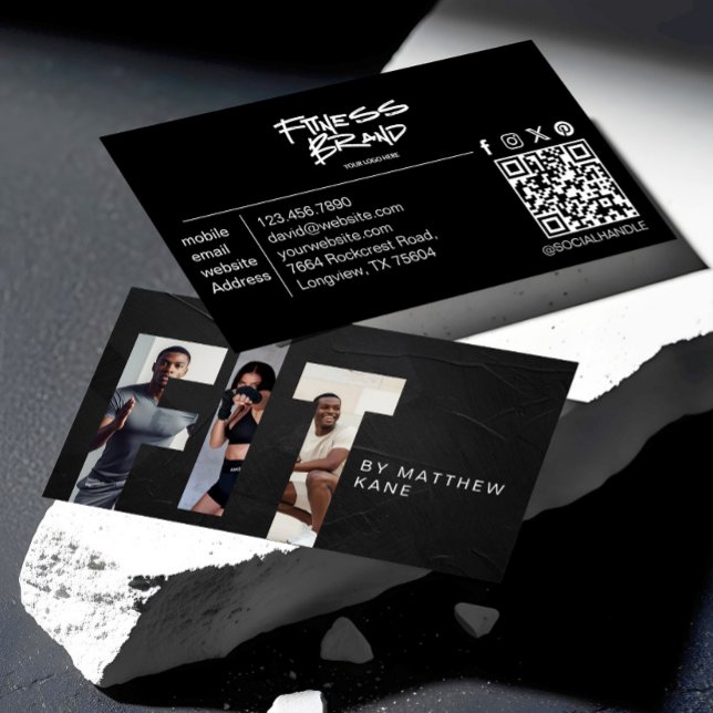 Trendy Edgy Personal Trainer Fitness Photo Letter Business Card (Trendy Edgy Personal Trainer Fitness Photo Letter Business Card)