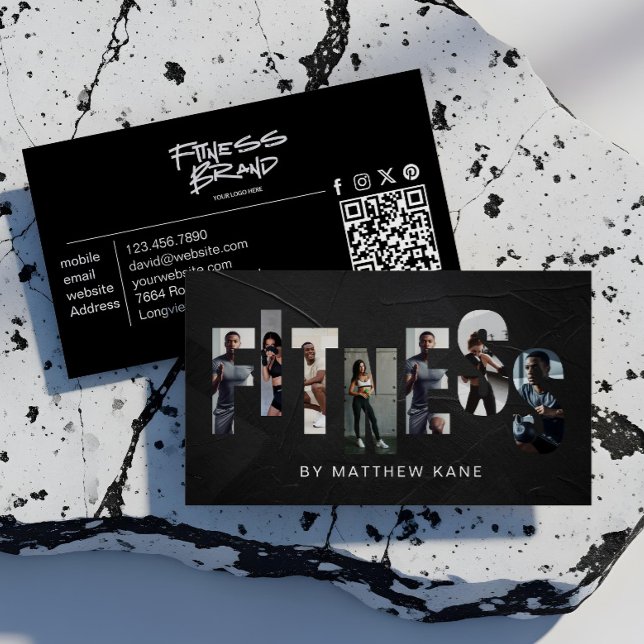Trendy Edgy Personal Trainer Fitness Photo Letter Business Card (Trendy Edgy Personal Trainer Fitness Photo Letter Business Card)