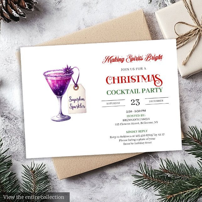 Trendy editable Christmas cocktails party invite (Trendy editable Christmas cocktails party invitation

)