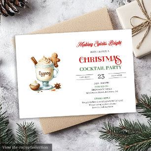 Trendy eggnog red green Xmas cocktail party invite