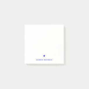 Trendy Electric Blue Neon Heart Personalized Post-it Notes