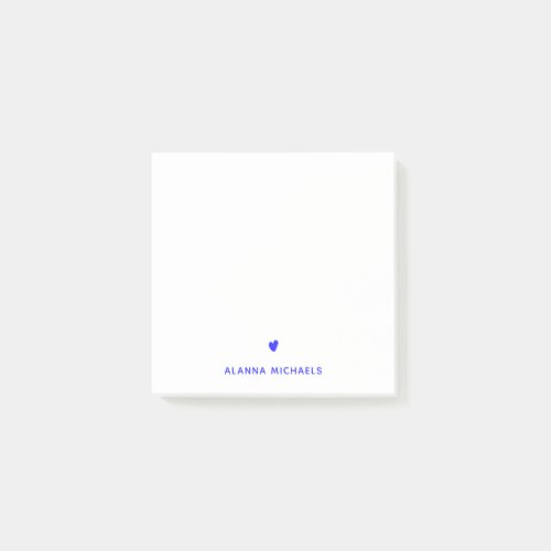Trendy Electric Blue Neon Heart Personalized Post-it Notes