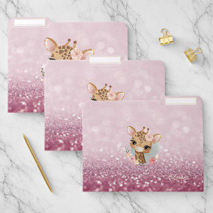 Trendy Elegant Baby Dear, Glitter Bokeh Pattern File Folder