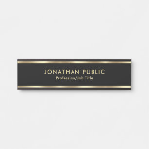 Trendy Elegant Black And Gold Office School House Door Sign