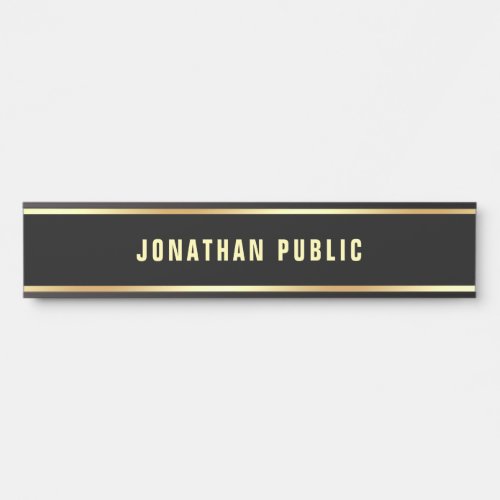 Trendy Elegant Black Gold Text Name Modern Simple Door Sign