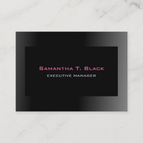 Trendy Elegant Black Gray Pink Executive Manager Business Card