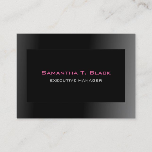 Trendy Elegant Black Gray Pink Executive Manager Business Card (Front)