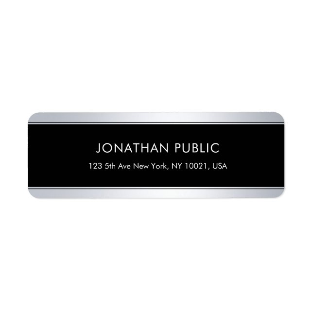 Trendy Elegant Black Silver Background Template Label (Front)