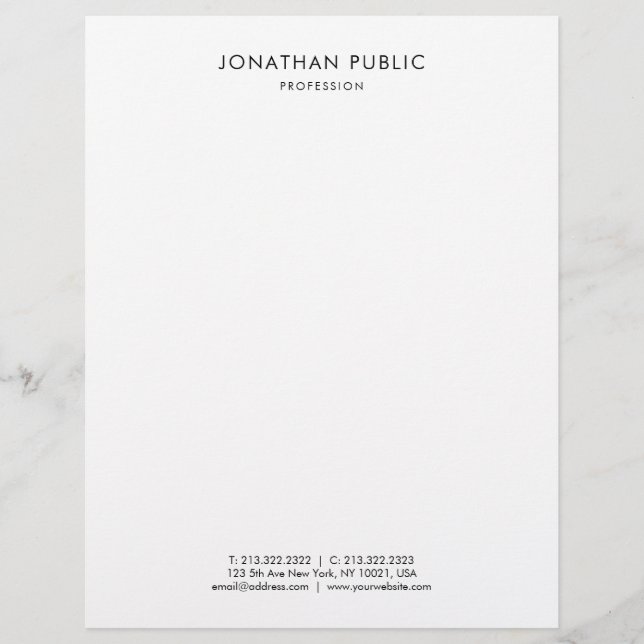 Trendy Elegant Black White Simple Design Template Letterhead (Front)