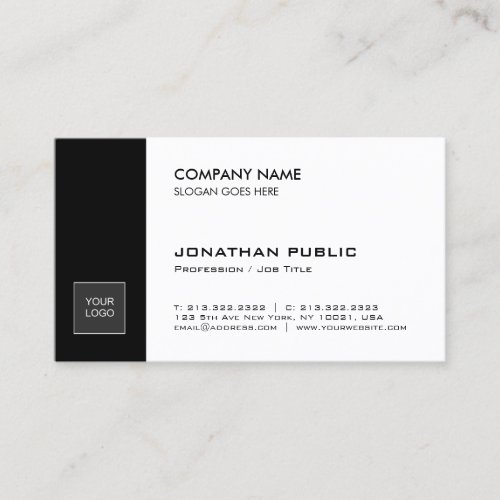 Trendy Elegant Black White Sleek Design Company Business Card
