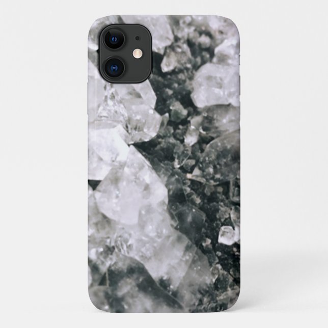Trendy Elegant Black White Stone Crystal Geode Case-Mate iPhone Case (Back)