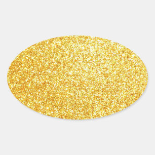 Trendy Elegant Blank Gold Glitter Template Modern Oval Sticker