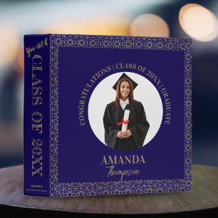 Trendy Elegant Blue Class Of 2025 Photo Graduation 3 Ring Binder