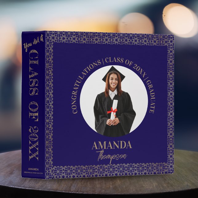 Trendy Elegant Blue Class Of 2025 Photo Graduation 3 Ring Binder (Trendy Elegant Blue Class Of 2025 Photo Graduation 3 Ring Binder)