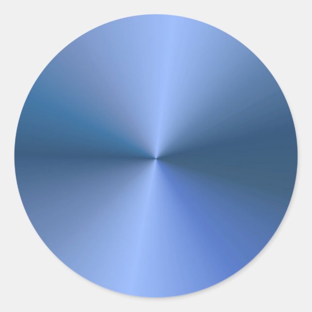 Trendy Elegant Blue Metallic Look Blank Template Classic Round Sticker (Front)