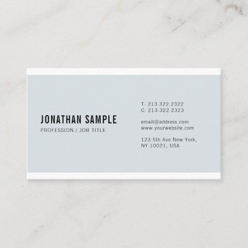 Trendy Elegant Blue Minimalistic Plain New Gothic Business Card