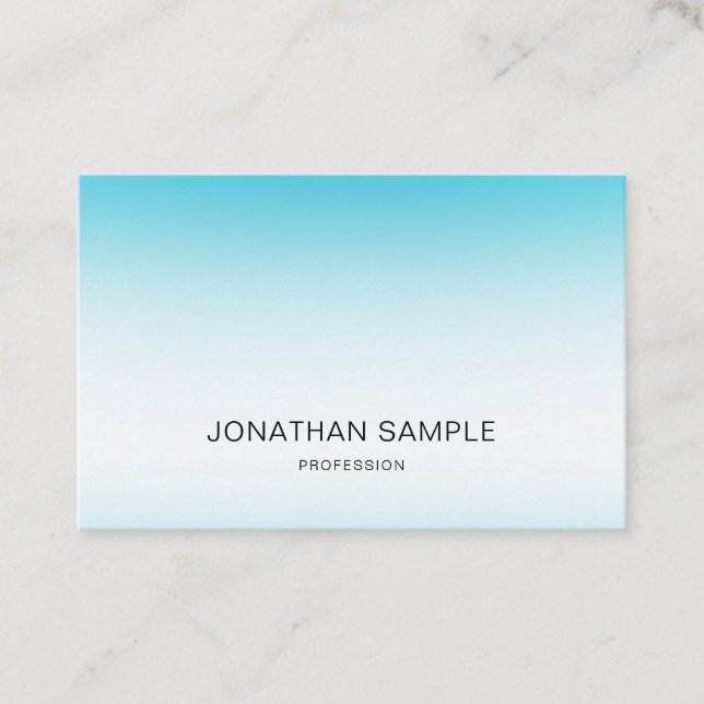 Trendy Elegant Blue Modern Minimalist Plain Luxury Business Card (Front)