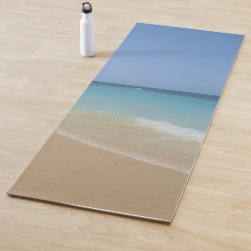 Trendy Elegant Blue Sea Water Waves Sand Template Yoga Mat