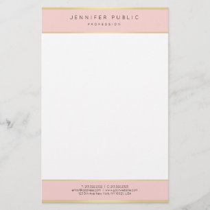 Trendy Elegant Blush Pink Gold Template Modern Stationery