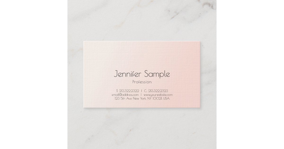 Trendy Elegant Blush Pink Modern Minimalist Luxury Business Card | Zazzle