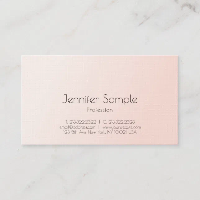 Trendy Elegant Blush Pink Modern Minimalist Luxury Business Card | Zazzle
