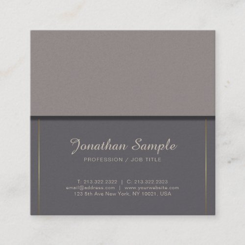 Trendy Elegant Businessman Elite Plain Luxury Square Business Card