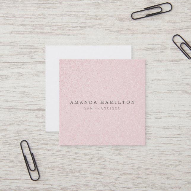 Trendy Elegant chic sophisticated PINK GLITTER Square Business Card (Front/Back In Situ)