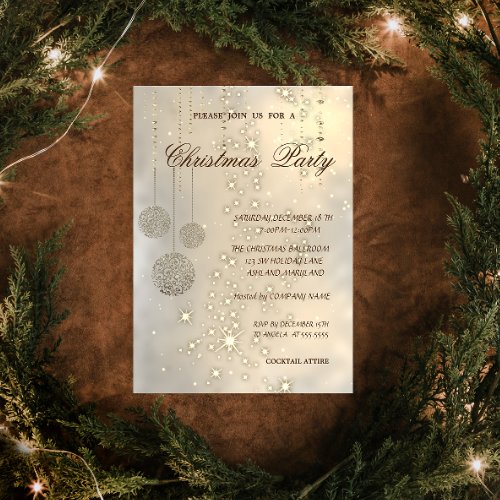 Trendy Elegant Christmas BallsChristmas Party Invitation