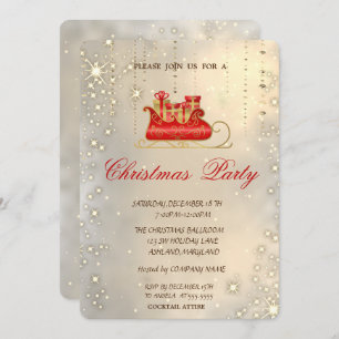 Trendy Elegant Christmas Sleigh,Christmas Party Invitation