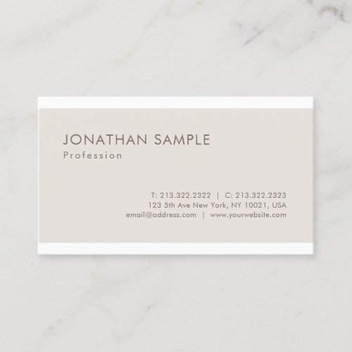 Trendy Elegant Clean Graphic Design Modern Plain Business Card