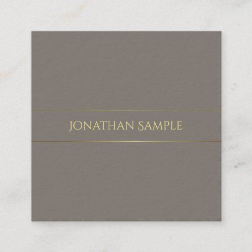 Trendy Elegant Color Gold Chic Design Plain Luxury Square Business Card