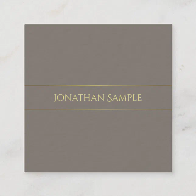 Trendy Elegant Color Gold Chic Design Plain Luxury Square Business Card ...