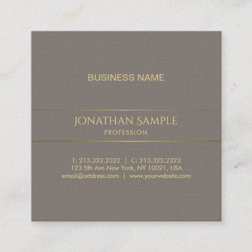 Trendy Elegant Color Gold Striped Chic Plain Luxe Square Business Card