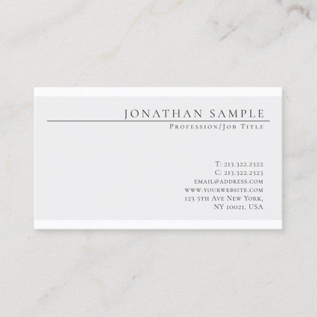 Trendy Elegant Color Modern Chic Clean Design Business Card (Front)