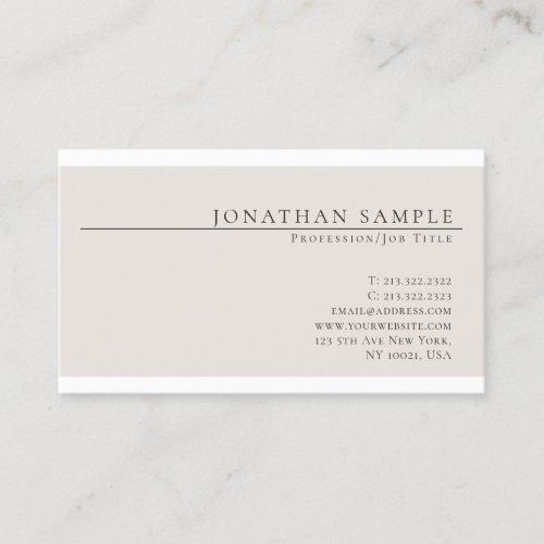 Trendy Elegant Color Modern Chic Simple Plain Business Card