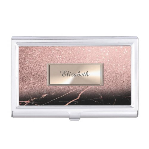 Trendy Elegant Cool MarbleGlitterFrame Business Card Case