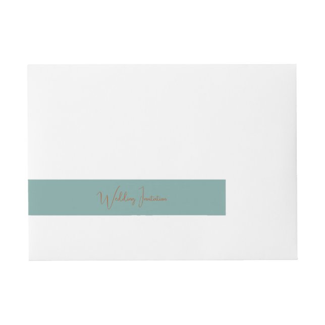 Trendy Elegant Copper Text Teal Invitation Wrap Around Address Label (Front)