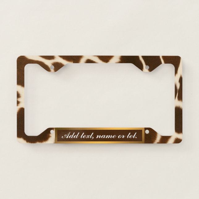 Trendy Elegant Cow Faux Leather Collection License Plate Frame (Front)