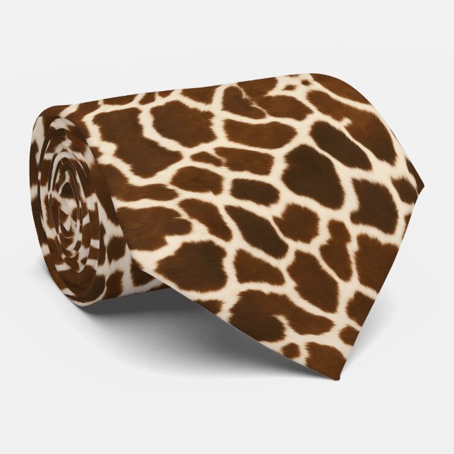 Trendy Elegant Cow Faux Leather Collection Neck Tie (Rolled)