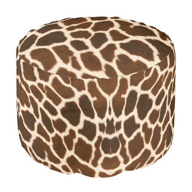 Trendy Elegant Cow Faux Leather Collection Pouf (Angled Front)
