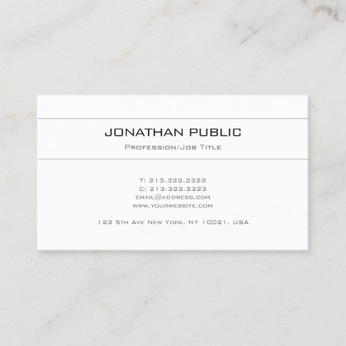 Trendy Elegant Creative Minimalistic Design White Business Card