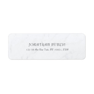 Trendy Elegant Cursive Text White Marble Sleek Label