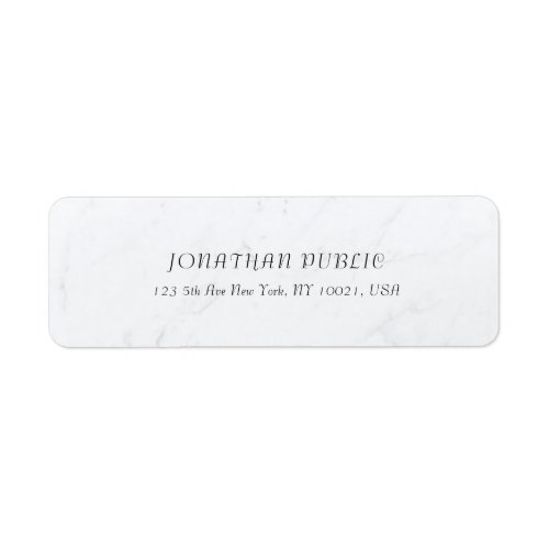 Trendy Elegant Cursive Text White Marble Sleek Label