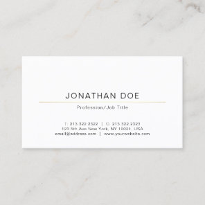 Trendy Elegant Design Clean Plain Gold Line White Business Card