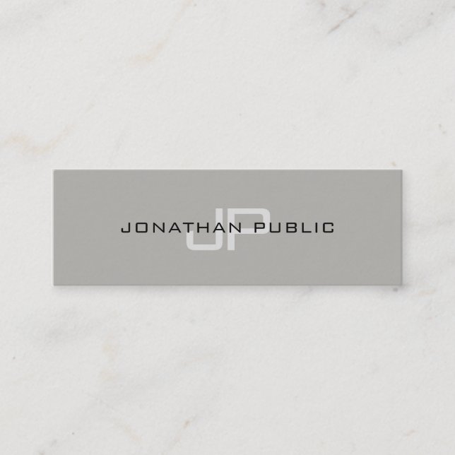 Trendy Elegant Design Monogram Minimalist Plain Mini Business Card (Front)