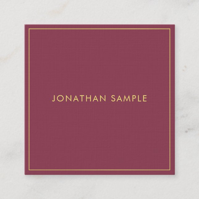 Trendy Elegant Design Monogram Plain Premium Luxe Square Business Card (Front)
