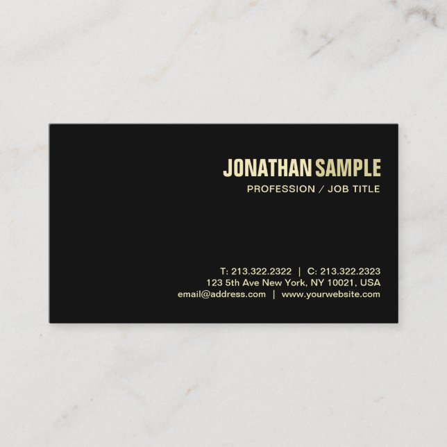Trendy Elegant Design Plain Black Gold Luxury Silk Business Card (Front)