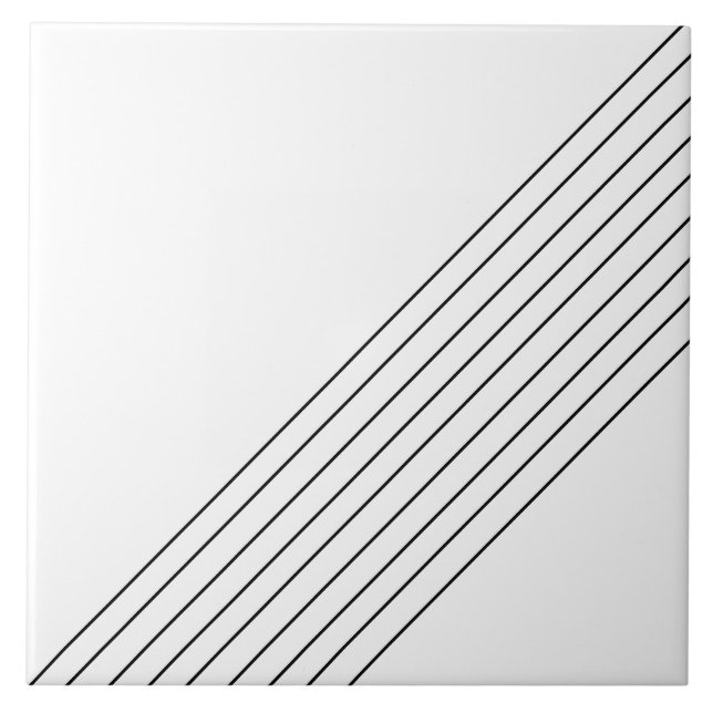 Trendy Elegant Diagonal Lines On White Ceramic Tile (Front)