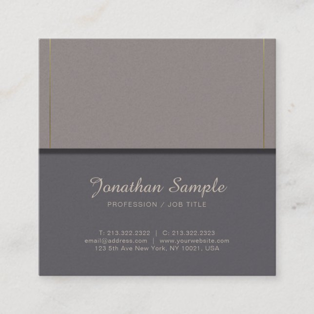 Trendy Elegant Director Manager Elite Plain Luxury Square Business Card (Front)